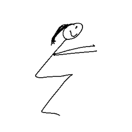 Simple hand-drawn coaching sketch showing a mobility cue