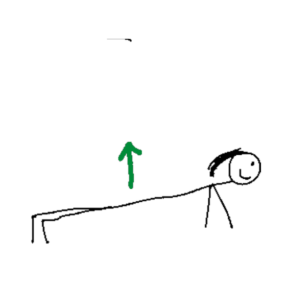 Simple hand-drawn coaching sketch showing a posture cue